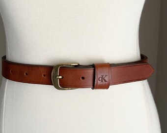 vintage 90s brown CK skinny belt - women's small