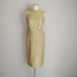 vintage 60s gold shimmer dress / vintage mid century gold party dress deadstock xsmall image 2