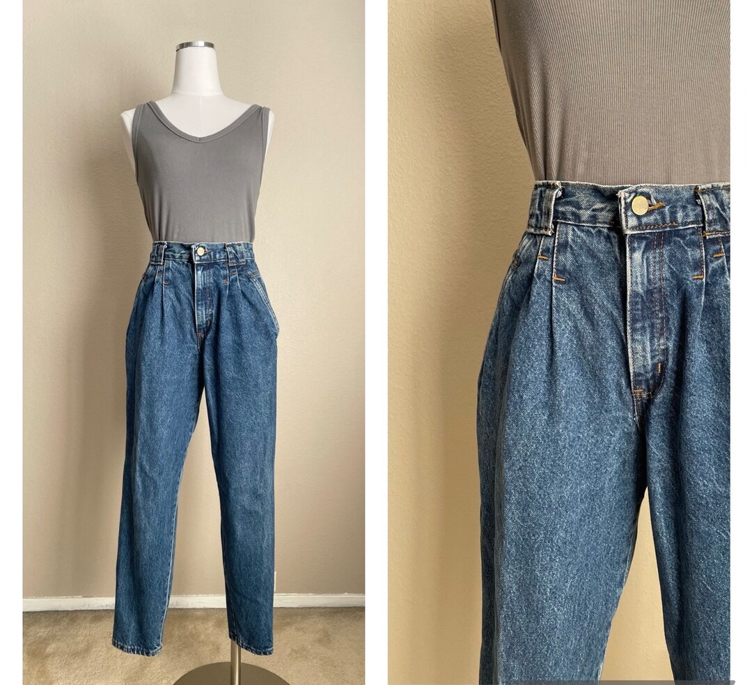 Vintage 80s Chic Pleated High-waisted Jeans Xsmall 23/24 Petite - Etsy
