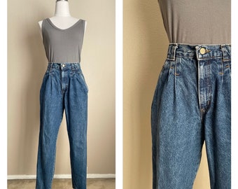 vintage 80s chic pleated high-waisted jeans - xsmall - 23/24 - petite