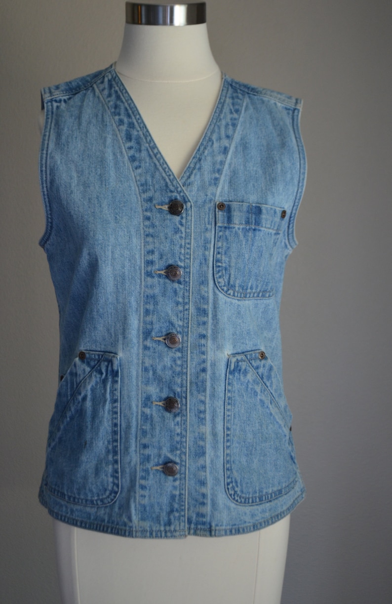 vintage 90s denim vest small women's denim vest image 3