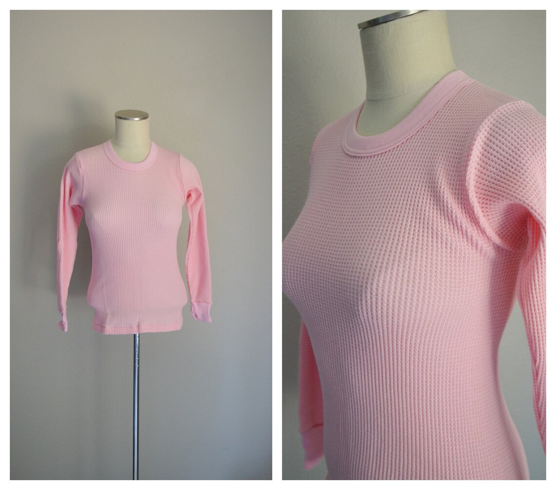 Pink thermal / womens deadstock pink thermal top / small | Etsy