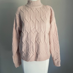 vintage rose 1980s cableknit boxy lambswool sweater medium / large image 6