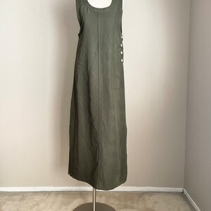 vintage green maxi dress / dark olive maxi sleeveless market dress small image 3