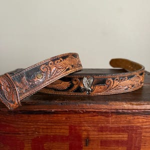 Women\'s vintage Leegin hand tooled leather braided belt with floral‎ details Leegin Leather Belt - Etsy main image 4