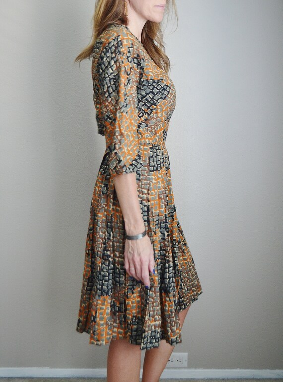 mod dress / vintage 60s abstract mod party dress … - image 3