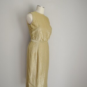 vintage 60s gold shimmer dress / vintage mid century gold party dress deadstock xsmall image 5