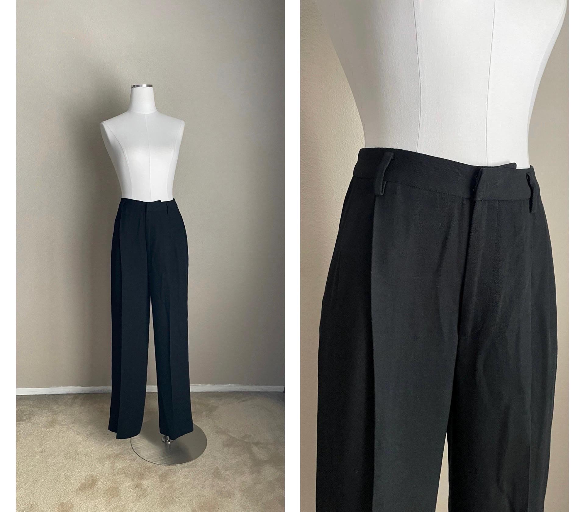 パンツ 90s Vintage 2tuck wide wool slacks black 2Tuck Wide Wool Touch Slacks -black-