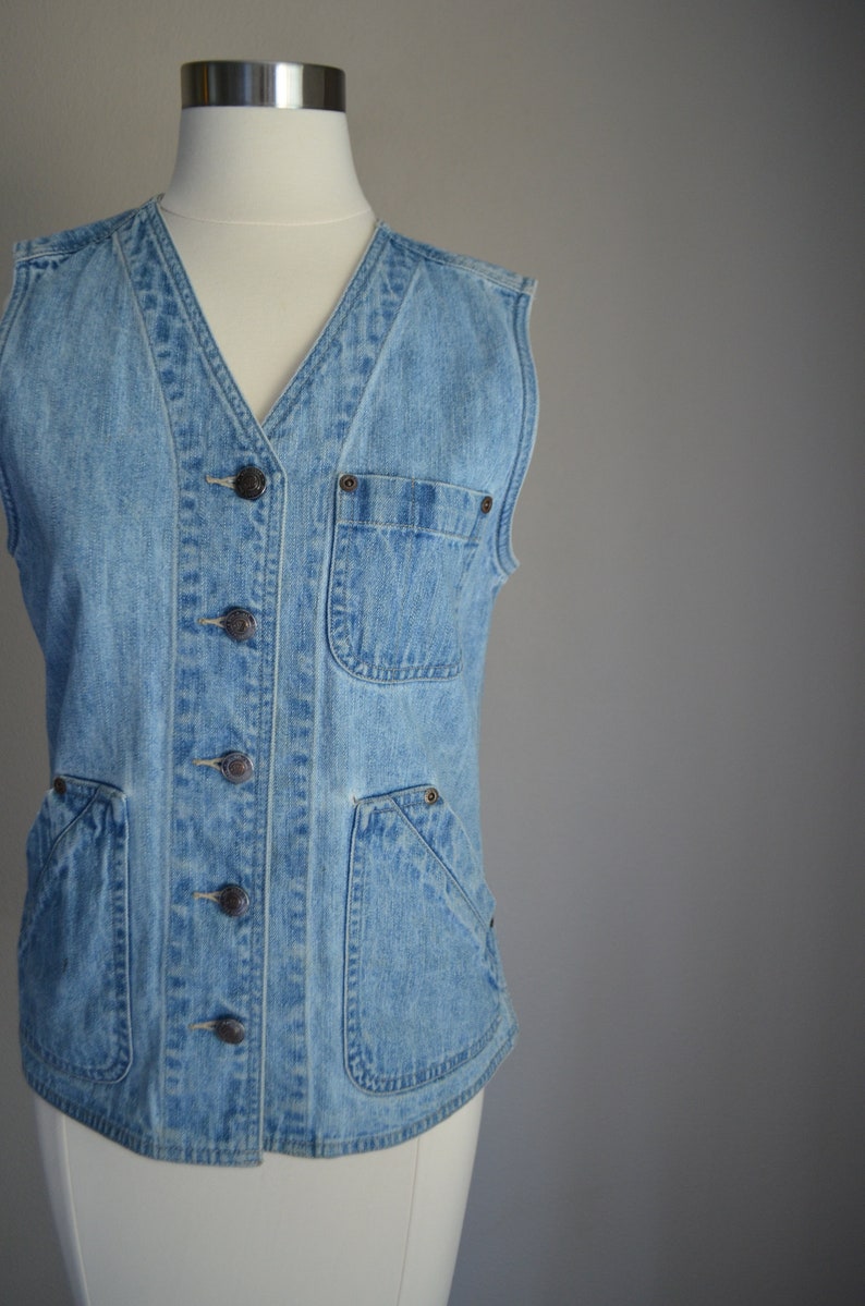 vintage 90s denim vest small women's denim vest image 4