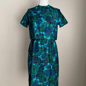 Vintage 60s Floral Two-Piece Set: Mid Century Mod Jacket & Dress