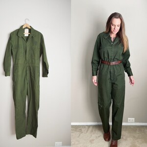 vintage '60s olive green park ranger style coveralls unisex 36 regular image 1