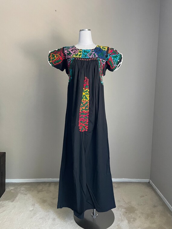 vintage embroidered dress / black peasant hippie … - image 7