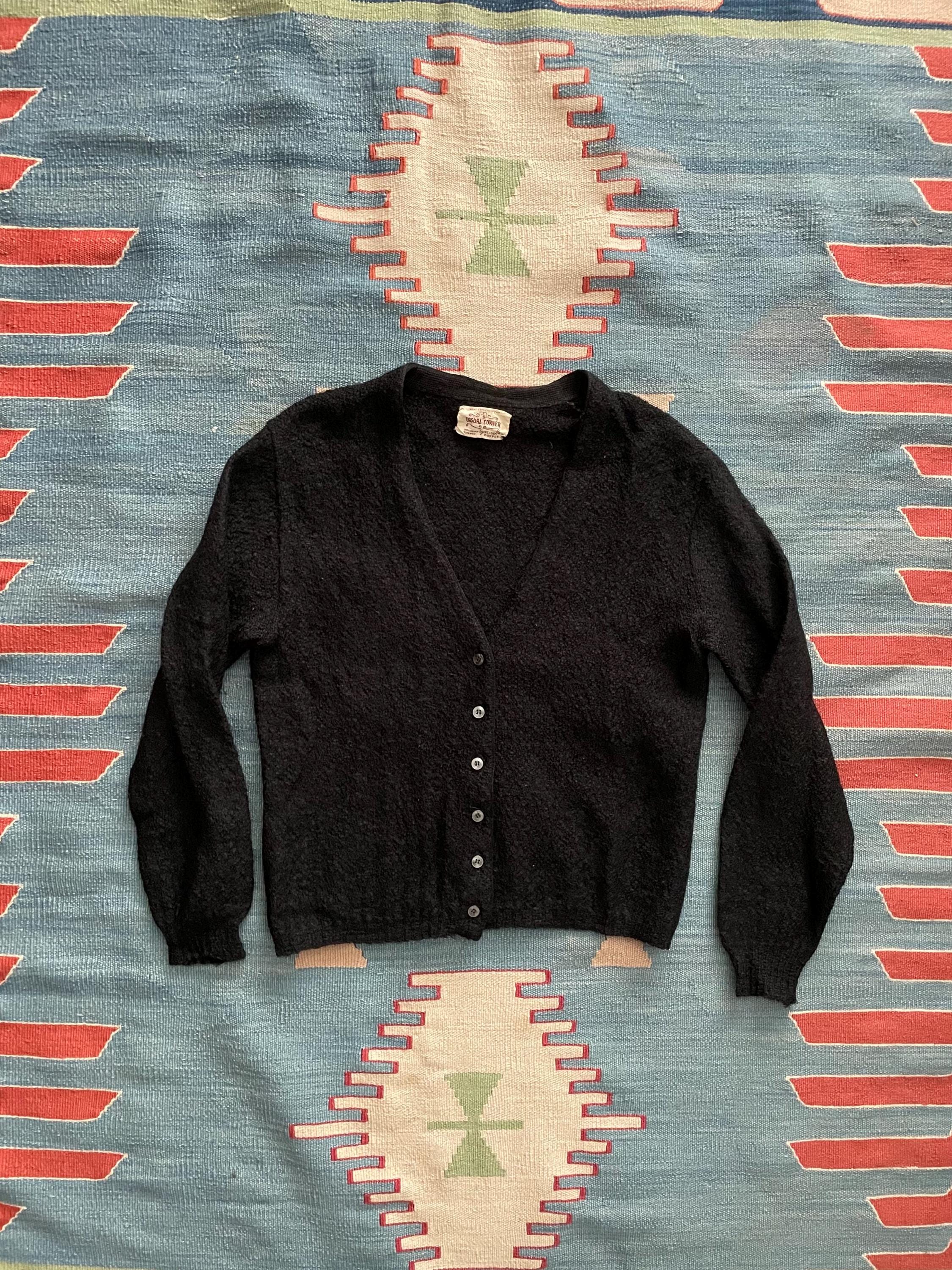 Vintage 50s Mohair Women's Black Cardigan Sweater Vintage 50s Mohair Women's Black Cardigan Sweater