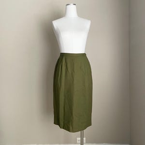 Vintage 70s Olive Green Jantzen Wool Green Skirt - small - deadstock