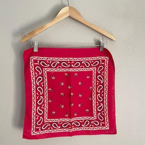 vintage 50s guaranteed fast color handkerchief - red paisley classic western bandana