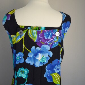 vintage 60s 70s blue green black luau hawaiian polynesian ALICE dress womens small/ medium image 6