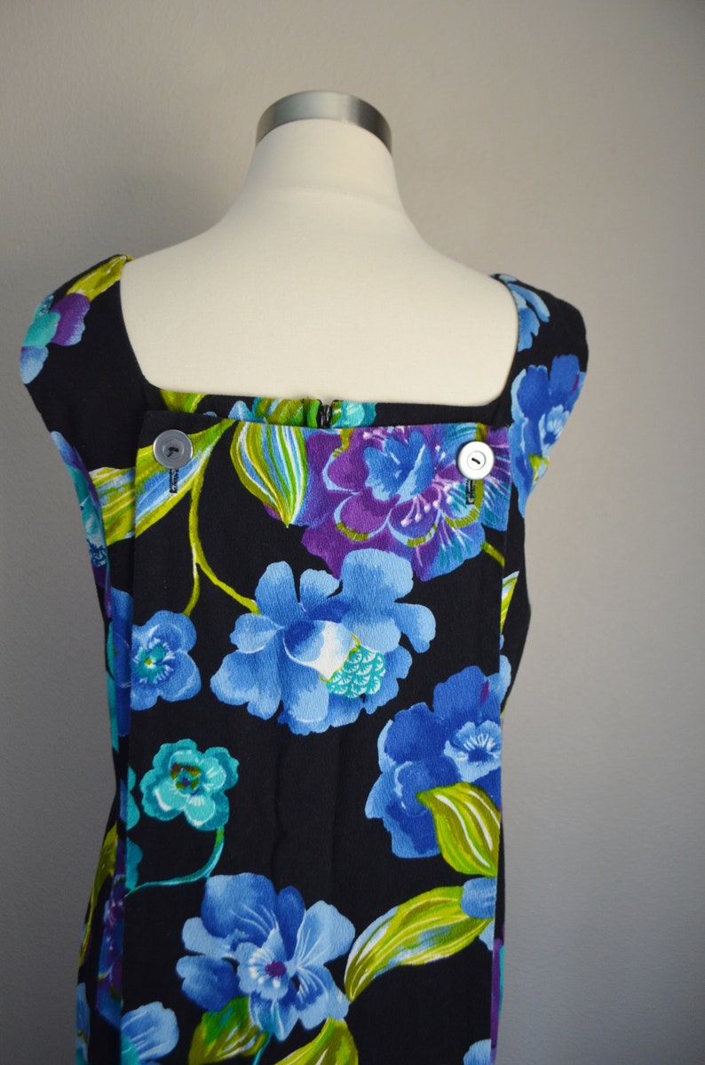 vintage 60s 70s blue green black luau hawaiian polynesian ALICE dress womens small/ medium image 6