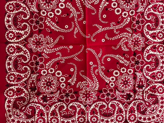 vintage red 70s 80s hand kerchief neckerchief ban… - image 3