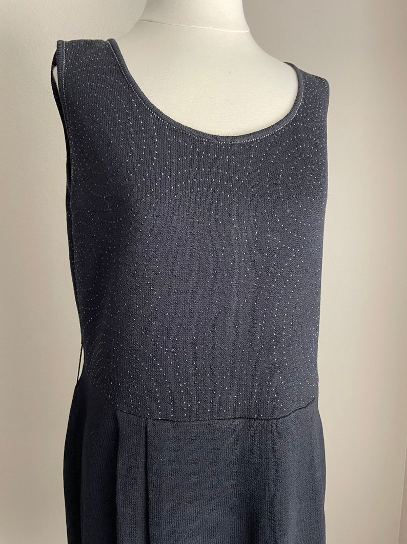 vintage new with tags NWT deadstock St. John Black knit sparkle rhinestone dress medium image 3