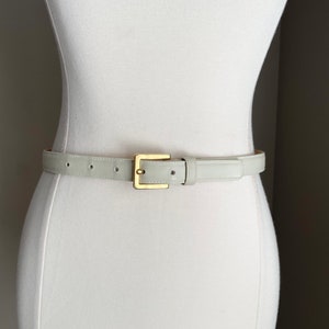 vintage 80s skinny ivory cream leather belt - womens small/medium- 29/30