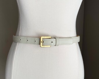 vintage 80s skinny ivory cream leather belt - womens small/medium- 29/30