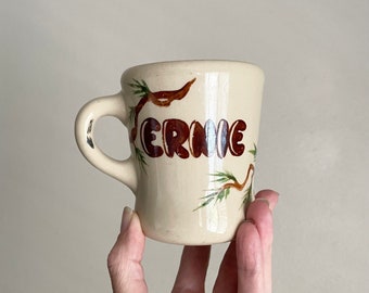 vintage 50s THE MUG SHOP personalized "ernie " mug -- 1950s mug -- coffee cup Corona Del Mar Shop