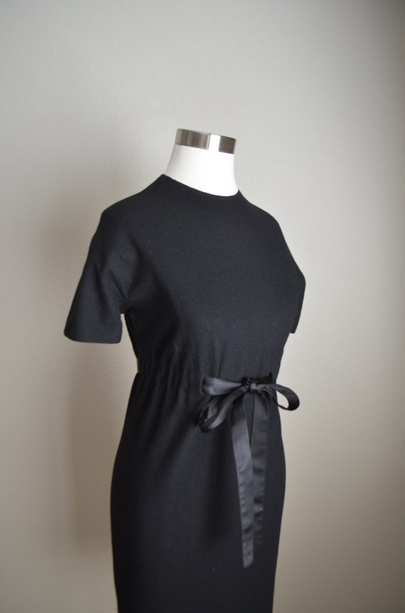 vintage 50s 60s little black wool felt wiggle ble… - image 6