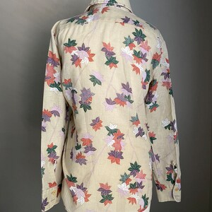 vintage 70s Levi's floral linen style leaves button-down blouse women's small/medium image 6