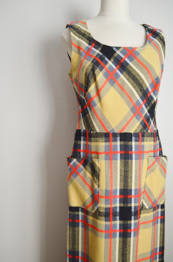 plaid maxi dress / vintage 70s plaid maxi sleevel… - image 3