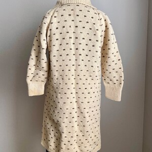 vintage speckled ivory shawl neck wool long sweater cardigan duster jacket women's small petite image 6