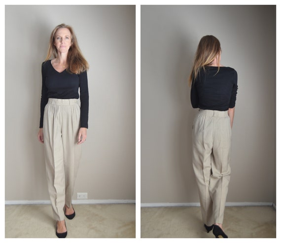 Vintage 80s 90s Tan Lightweight Rayon Pleated Trouser Pants / Womens Small  Trousers / 25 Rayon 1980s Office Trouser -  Canada