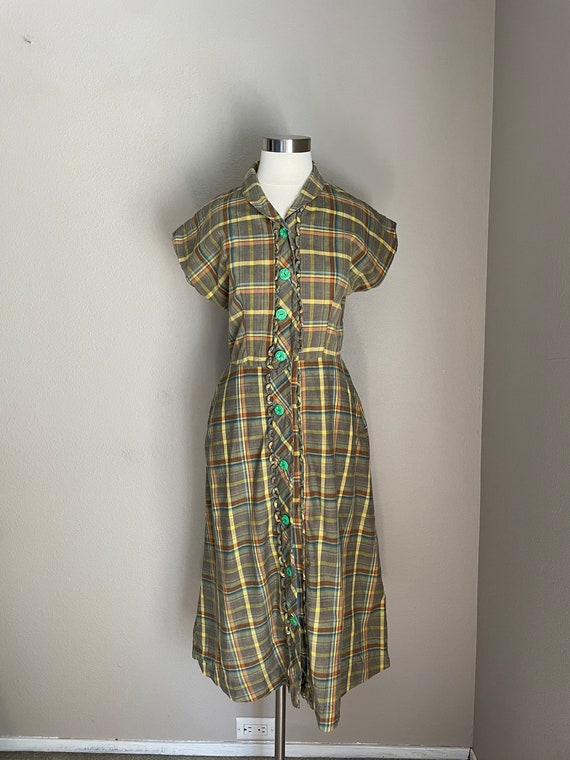 1930s plaid day dress - small- wounded bird - image 9