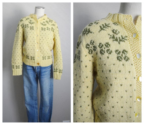 50s wool fair isle cardigan - small / med