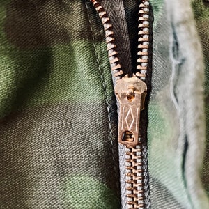 Vintage 1970s Olive Drab Camo Utility Fatigues Military Trouser 42 42x31 OG Style Camouflage Trousers image 8