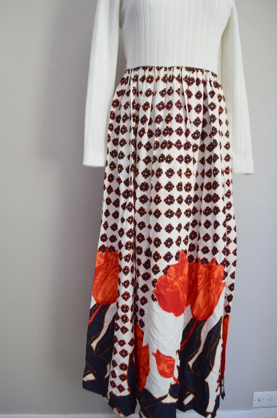 floral maxi dress / vintage 70s tulips maxi groov… - image 7