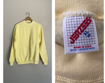 vintage 80s yellow basic minimal Jerzees soft sweatshirt -- unisex medium/large