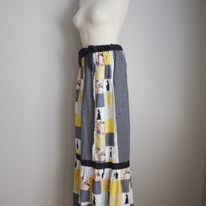 vintage 70s patchwork style calico polka dot long bohemian festival prairie skirt womens xsmall small image 6