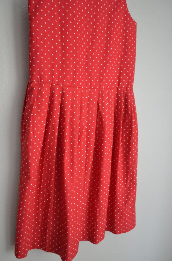 vintage 80s laura ashley girl's red polka dot dre… - image 4