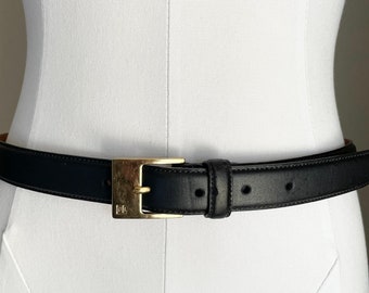 vintage 90s black ralph lauren italian leather belt -- size 30- 29/30/31/32