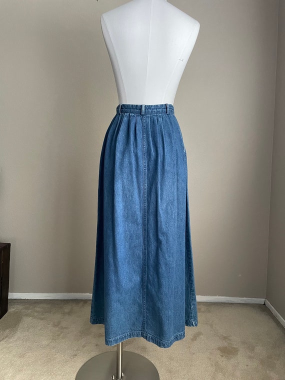 Vintage '80s Ralph Lauren Denim Pleated Midi Skir… - image 3