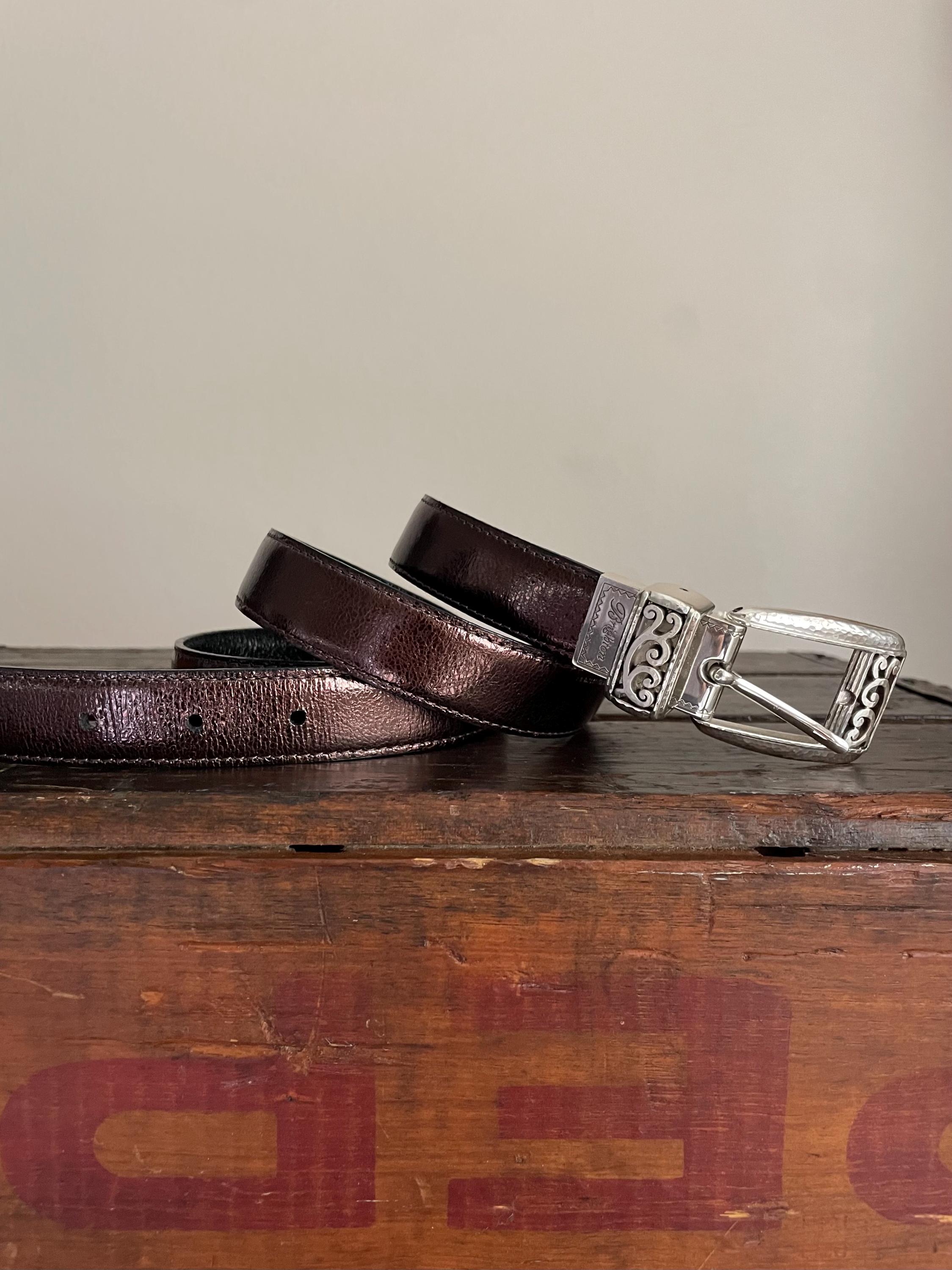Vintage 90s Brighton Brown Belt Womens Silver Rectangular Concho Buckle Y2K SM 1993 Brighton Belt - Etsy main image 4