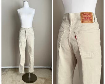 Vintage 2001 Levi's 512 Jeans: Slim Fit High Waisted Light Tan Denim - 27x30