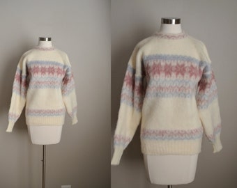 vintage 80s Icelandic style UK made super soft cozy sweater - women's medium