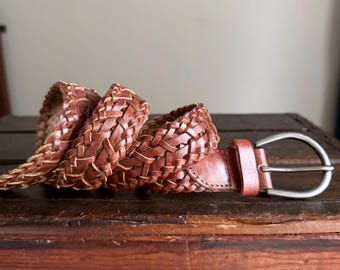 Braided British Tan Leather Belt - Vintage 90 display picture 3