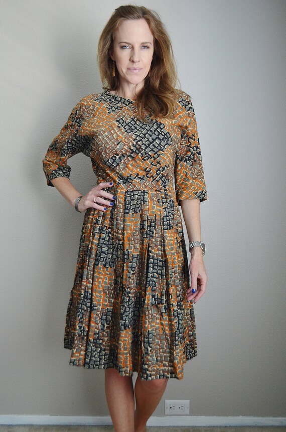 mod dress / vintage 60s abstract mod party dress … - image 5