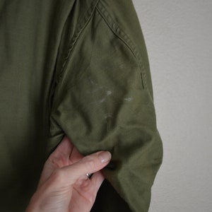 vintage 70s/80s m65 military jacket field jacket olive green drab coat with hood men's small short image 8