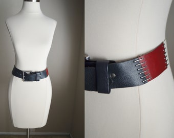 vintage 60s 70s Vera Neumann leather stapled belt - women's small/ 26/28 belt