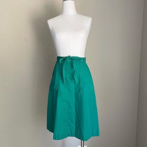 Vintage 70s Turquoise Blue Green Cotton Wrap Skirt -- women&#39;s x-small small- 24/26