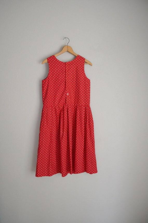 vintage 80s laura ashley girl's red polka dot dre… - image 7