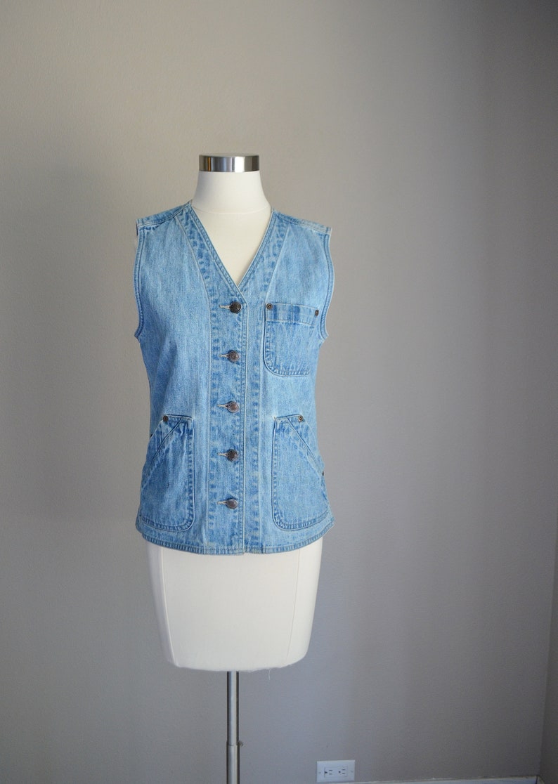 vintage 90s denim vest small women's denim vest image 2